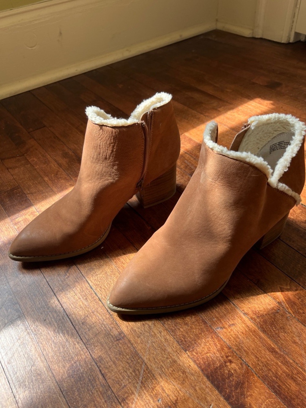 Seychelles Tan Faux-Shearling Ankle Booties
